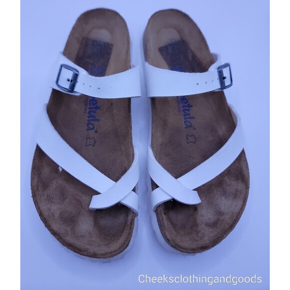 Betula by Birkenstock White Mia Soft Faux Leather Sandals Women's size 8/39 - Picture 2 of 8